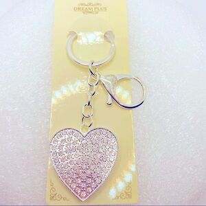 Purse Charm Key Chain Hearts Crystals